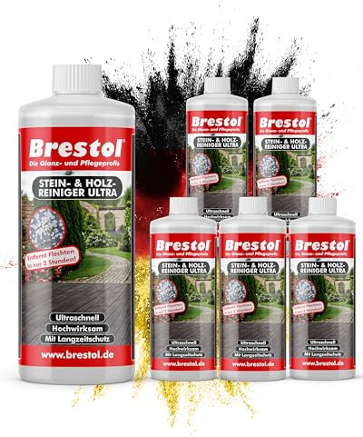 STEINREINIGER INTENSIV AUSSEN 6x 1000ml – Pflasterstein Reiniger mit SOFORTWIRKUNG, Grünbelagentferner, beseitigt Schmutz, Algen & Flechten in Minuten, Stein Reiniger Außen, Terrassenplatten Reiniger