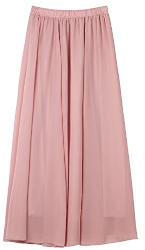 Camilife Gonna da Donna in Chiffon, Gonna Lunga da Spiaggia, Gonna Maxi per L'Estate, Spiaggia, per Tutti i Giorni, Feste, Lunghezza 100 cm Tinta Unita Rosa Scuro