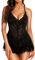 RSLOVE Lingerie per Donna Babydoll in Pizzo Sexy Camicia da Notte Chemise con Scollo a V Abito da Notte Nero M