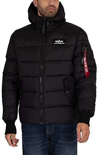 Alpha Industries Herren Hooded Puffer Alpha FD Damen Winterjacke, Black, XL