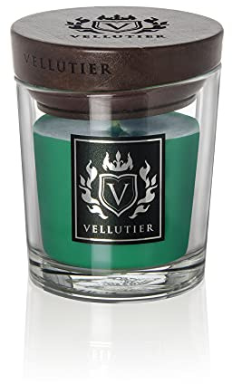 Vellutier Duftkerze Siberian Pine Forest, Kerze im Glas, Spezialrezeptur aus Samtigen Wachs, Verpackt in Hochwertigem Glas mit einem Holzdeckel, Kiefer- und Zedernholz-Aroma, 9 x 7cm, Klein, 90g