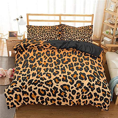 WQIZXCW Bettwäsche 135x200 2 Teilig Leopardenmuster Bettwäsche-Sets, Weich Microfaser Bettbezug Set mit Reißverschluss und 1 Kopfkissenbezug 80x80 cm, Angenehme Atmungsaktiv