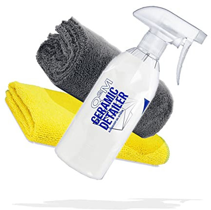 detailmate Auto Versiegelung & Pflege Set: GYEON Q²M CeramicDetailer 400 ml + Premium Microfasertuch 320 GSM 40x40cm gelb + Edgeless Superflausch 550 GSM 40x40cm grau