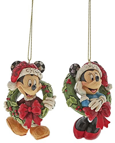 Enesco - Micky Maus & Minnie Maus - 2-tlg. Hängender Christbaumschmuck aus Plastik - Whimsical - Hochzeit & Weihnachten