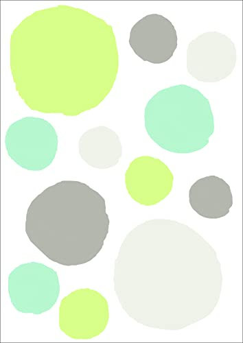 wolga-kreativ Wandtattoo Wandsticker Wandbild 60 Stück Pastell grün türkis grau Kreise Punkte Tupfen Set Wanddeko Set Kinderzimmer Spielzimmer Babyzimmer Mädchen Junge-n Baby Zimmer wandtattoo