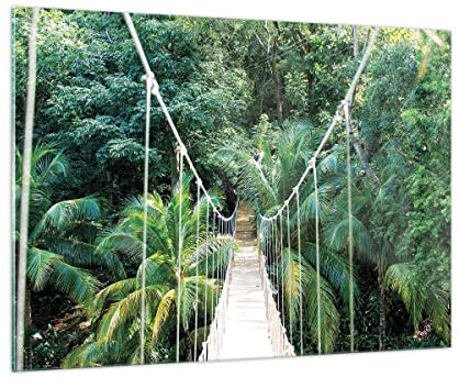 Bilder auf Glas 100x70cm Glasbild Tropen Dschungel Brücke Groß Wanddeko Bild im Glas Schlafzimmer Küche Deko Wandbilder Dekoration Wohnzimmer Modern Wall Decor Wand Kunstdruck Art GAA100x70-4963