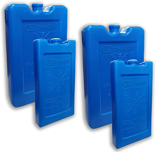 Cia&Co 4 x Acumuladores de Frio/Bloques de Hielo para Neveras Portatiles y Mantenimiento o Aplicación de Frio. Pack de 2 XL 350cc + 2 L 200cc. Gran Duración