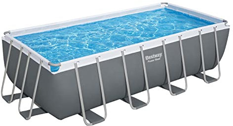 Bestway Power Steel Swimming Pool Complete Set | Above Ground Rectangle Paddling Pool, 16' x 8’