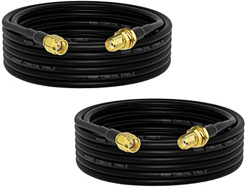 Superbat SMA RG8X WiFi Antenna Extension Cable 3m,2Pcs Male to Female 50ohm Coaxial Cable for 2G/3G/4G/5G LTE Antenna, Wireless Router, WLAN Modem, IP Security Camera, BaoFeng Ham Radio(Not for TV)