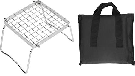 BOROCO Support de Gril de Barbecue Pliant Grill de feu de Camp Portable Mini Support de Gril Pliant en Argent Grill de Camping en Acier Inoxydable pour l'extérieur