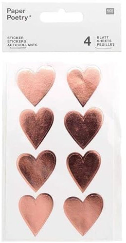 NEU Sticker Herzen, roségold, 4 Blatt