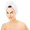 HOMELEVEL 2x Frottee Haarturban mit Knopf - Kopf Handtuch Haartuch Turban - 100% Baumwolle schnelltrocknend - 2 Stück - Haarhandtuch in Weiß
