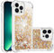 IMIRST Silicone Phone Case for Apple iPhone 14 Pro Max, Corner Airbag Fall Protection Bling Glitter Quicksand Liquid Sparkle TPU Case Cover for Apple iPhone 14 Pro Max. YBW Love Gold