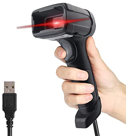 LENVII Kabelgebundener 2D Barcode Scanner-Handheld 1D QR Barcode Scanner USB Barcode Lesegerät Unterstützung für das Scannen von Barcodes auf dem Bildschirm,für PC, Mac, Laptop(Schwarz)