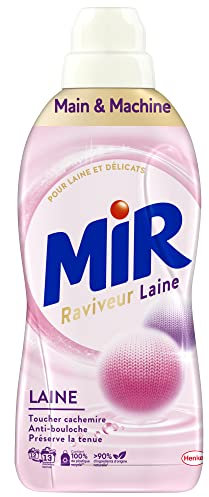 Mir - Raviveur Laine - Pour Laine et Délicats - Toucher Cachemire - Anti-bouloche - Préserve la tenue - 90% d'ingrédients d'origine naturelle - 100% de plastique recyclé - 13 lavages - 715ml