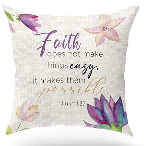 KongMoTree Bibelvers-Kissenbezug, Segensgeschenk, Schriftkunst, Sprüche, Bibelzitat, Lukas 1:37, Kirchengeschenke, Sofa, Bett, Wohnzimmer, Veranda, Dekoration, 45,7 x 45,7 cm