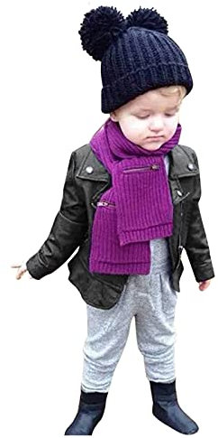 GNGR Baby Turn-down Inverno Bambino Ragazza Corta In Pelle Autunno Outwear Cappotto Giacca Vestiti Bambini Ragazze Coat&Giacca Impermeabile E Pantaloni Bambini, Nero , 12-18 mesi