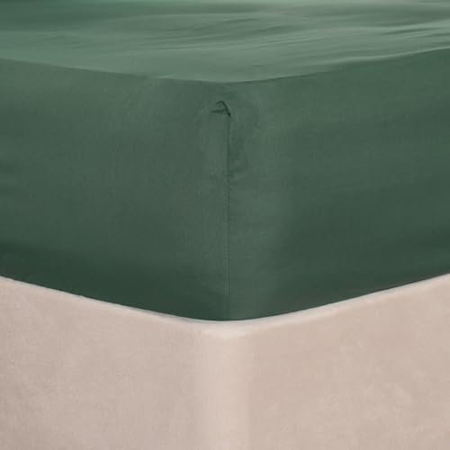 Brentfords Plain Dye Fitted Bed Sheet Non Iron Super Soft Easy Care Microfiber, Forest Green - Single Size