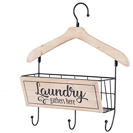 ROCKING GIFTS Porte-manteau mural en bois MDF et métal pour salle de bain, chambre à coucher, 42 cm