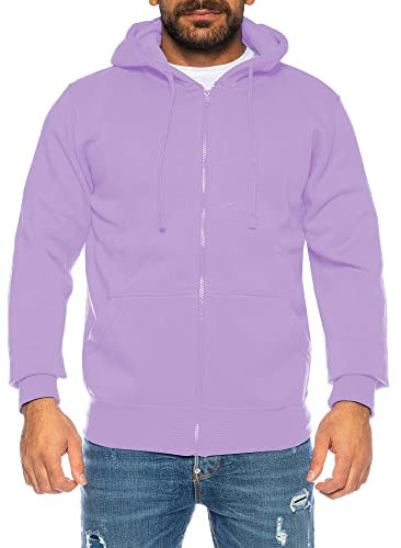Raff & Taff Herren Zipper Hoodies Kapuzenjacke Sweatjacke Übergangsjacke Jacke Basic Schlicht bis 10XL (RT-H-404-Flieder-10XL)
