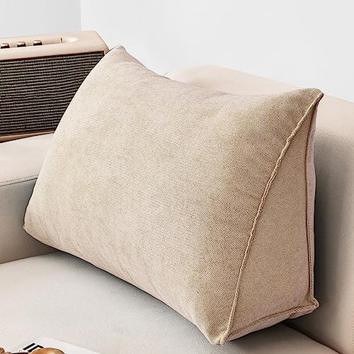 NENIUX Großes Keil-Lesekissen, Kopfteilkissen, dreieckiges Rückenkissen, Lendenwirbel-/Rückenstützkissen mit abnehmbarem Bezug für Tagesbett, Sofa, Tatami Home, 90 x 35 x 20 cm, Kamelbraun