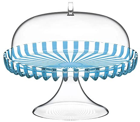 Alzata con Campana Portadolci Frutta Guzzini Dolcevita 12580048 Trasparente Azzurro Celeste Tavola 31 cm Plastica