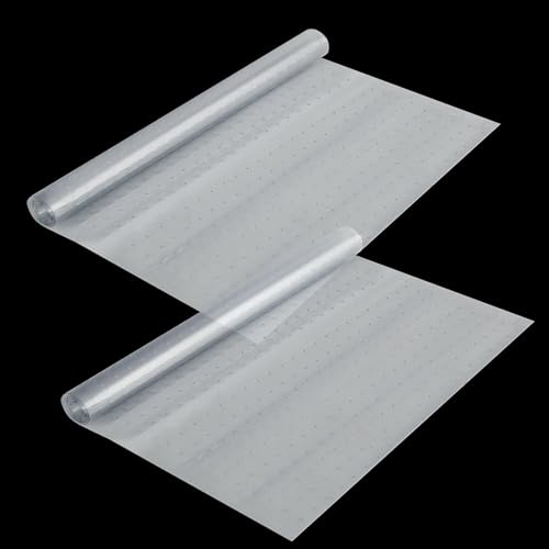 Tinideya 2 Rollen 68,6 cm x 1,8 m, transparenter Kunststoffbodenschutz, PVC-Kunststoffläufer mit Greifern, rutschfest, schmutzabweisend, Kunststoffbodenmatte, gerippter Kunststoff-Bodenbelag für