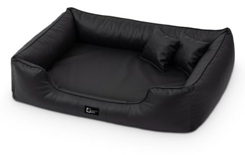 exclusive BED Orthopädisches Hundebett Max Grosse Mittelgroße Kleine Hunde - Hundekissen Hundesofa aus Kunstleder - Memory Foam Langlebig Abriebfest Reißfest (3XL+|160x110cm, Schwarz)