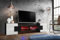 Komodee, Merano Bank TV Schrank, Schwarz Schwarz Weiss, LED RGB, Breite 230 cm x Höhe 52,5 cm x Tiefe 35 cm, für Wohnzimmer, Schlafzimmer