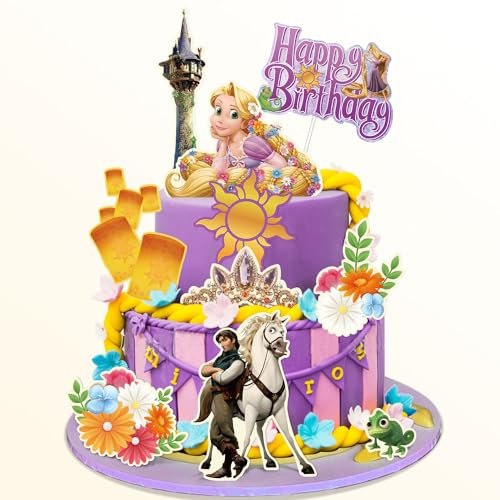 Compr 10pcs Disney Princess Cake Decorations, Purple Cake Topper for Birthday, Baby Shower
