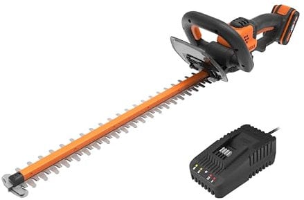 WORX Cortasetos a batería | WG264E | 20V Máx. | Batería 20V – 2Ah y Cargador Incluido |PowerShare | Cuchilla Doble Longitud Cuchilla 56 cm | Distancia Entre Dientes 20 mm |