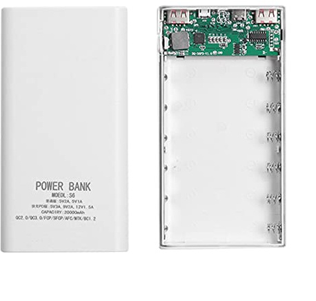 Dariokki 18650 Power Bank Box 5V 2.1A LCD Display 20000MAh Power Board f¨¹r 6X18650 DIY Powerbank Case (Wei?)