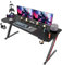 Homall 160 x 60 cm Scrivania Gaming Ergonomica, Tavolo con Piano del Tavolo in Fibra di Carbonio, Tavolo Gaming con Ganci per Cuffie, Nero