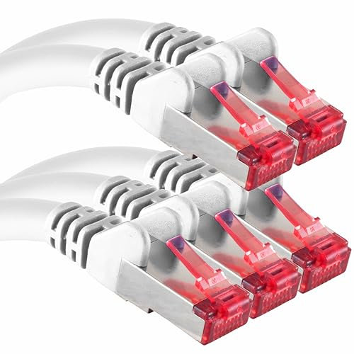 Câble réseau Cat6 5x 0,25m CAT6 - blindage SFTP - Câble de brassage CAT.6 RJ45 Câble Ethernet DSL LAN routeur commutateur modem panneau de brassage - blanc - 5 pièces
