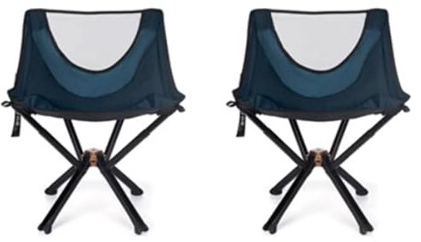 MHLWAN Campingstuhl Zwei Sätze Camping-Klappstühle Moon Chairs Superleichte tragbare Campingstühle Keine Notwendigkeit, Klappstühle zu installieren Leichtgewicht (Tiefblau) ziyu