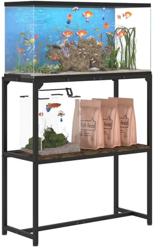 Mondazie Aquarium-Ständer, verbesserte Höhe, mit 2 Ebenen, Aufbewahrungsregal, Metall, Reptilienzüchter, Schildkröte, Terrarium, Ständer für Zuhause, Büro, 76,2 cm L x 30,5 cm B x 81,8 cm H, Schwarz