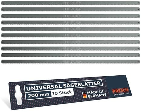 Presch Universal Saw Blades 200mm - 10 pcs. for Long-Lasting Performance - Ideal for Different Materials - Accurate Sawing Performance Thanks to Sharp Teeth - Suitable for Presch Hand Saw 200mm