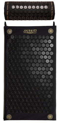 ShaktiMat [Das Original seit 2007] Akupressurmatte und Akupressurkissen Set zur Entspannung für Rücken, Nacken, Füße, Ethische Handarbeit, Schwarz