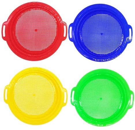 4 Pièces Tamis Sable pour Plage, Plastique Tamis Sable Enfant, Jouet Plage Enfant, Tamis Coquille De Plage pour Extérieur, Tamis Jardinage, Outils De Shelling De Poêle À Tamiser pour La Plage