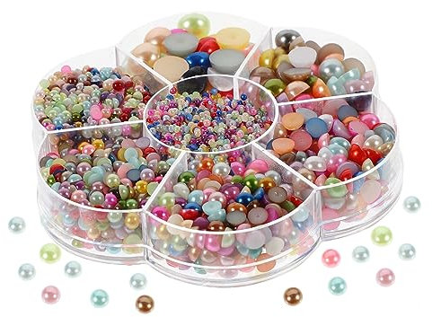 SHINEOFI Flatback Pearl Headdress Beads Beads for Nail Art Craft Embellishments Jewelry Making Supplies