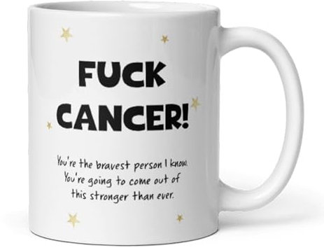 Confidently Quirky - F**k Cancer White Mug, Thinking Of You Cancer, You Got This Cancer, Chemo Treatment Gift