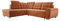 Modernes Ecksofa Lotta, Mit Komfortabler Liegefläche 186x125cm, Relaxfunktion Und Pflegeleichtem Veloursstoff Für Unerwartete Gäste, 258x212cm, Anordnung der Möbel Linksseitig, Farbe: ORANGE