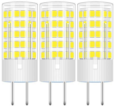 ZHENMING 4W GY6.35 LED 12V Kaltweiss 6000K Glühbirnen JC Bi-Pin-Sockel Lampe Ersetzt 40W JC G6.35 Halogen Stiftsockellampe, 3-Stück