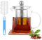HOTUT Square Glass Teapot with Infuser,550 ml Borosilicate Tea Pot,Removable Infuser Tea Pot with Coaster and Sponge Brush,Borosilicate Glass Teapot for Stovetop Safe for Blooming Tea,Loose Tea,Coffee