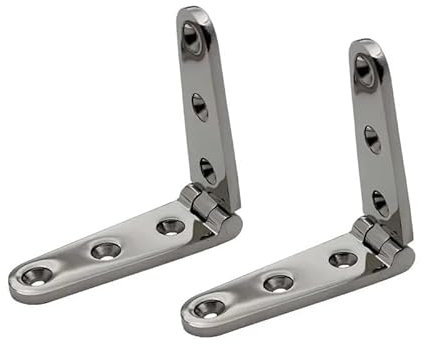 SAYTAK Scharniere,Edelstahl Scharniere 316 Edelstahl-Bootsdeck-Guss-Scharnier mit langem Riemen, 2 Stück/4 Stück, 28 x 152 mm, mit 6 Löchern, spiegelpolierte Hardware, gegossene Tür(2PCS)