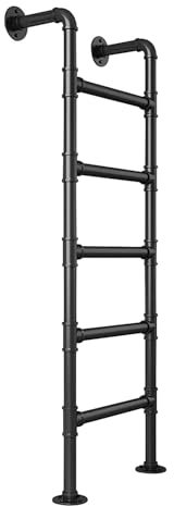 Dachbodenleiter aus Metall für Etagenbett, 2,4 m Höhe, Mehrzweck-Leiter für Dachboden, Kellerfenster, Brunnen, Schwarz, 130 cm