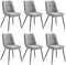 VASAGLE Esszimmerstuhl 6er Set, Küchenstuhl, Polsterstuhl, Chenille, Stuhl, bis 120 kg belastbar, Doppelkissen, Metallbeine, modern, für Esszimmer, Küche, Taubengrau KDC151G16