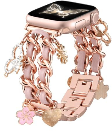 Wepro Elegante Kompatibel mit Apple Watch Armband 40mm 38mm 41mm 42mm(Series 10), Verstellbare Kette Link Uhrband mit Luxus Ersatz Zubehör für iWatch Armband Series 10 9 8 7 6 5 4 3 2 1 SE
