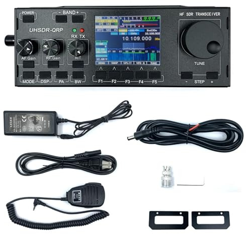 Vjsujehgy MCHF V0.6.3 Transceptor HF SDR Transceptor QRP Radio Amateur con Fuente de AlimentacióN + MicróFono Enchufe de la UE