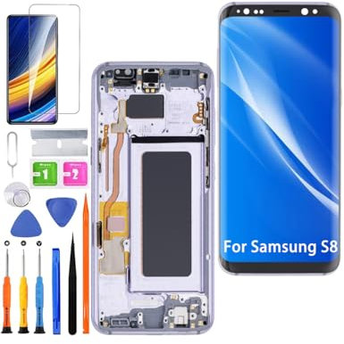 HLYGZX Écran pour Samsung Galaxy S8 TFT G950F G950FD G950U Écran LCD de Rechange Assemblée réparation Kit (Grau avec Cadre,Pas d'empreintes digitales,Écran Non courbé)